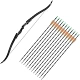 GOPLUS 52" Recurve Bow and Arrow Set Takedown Bow Longbow Outdoor Sports Hunting Fishing Competition Bow Kit Set with 12 Arrows Archery
