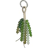YUNCN Handmade Nature-Inspired Mixed Green Beaded Keychain, Artisan-Crafted Boho Purse Charm, Unique Pendant for Bag Decoration