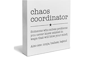 PIXCEOS Chaos Coordinator Definition Decorative Wooden Box Sign Thank You Appreciation Gift for Coworker Organizer Human Resources Wood Block Plaque Desk Decor Office Shelf or Wall Display