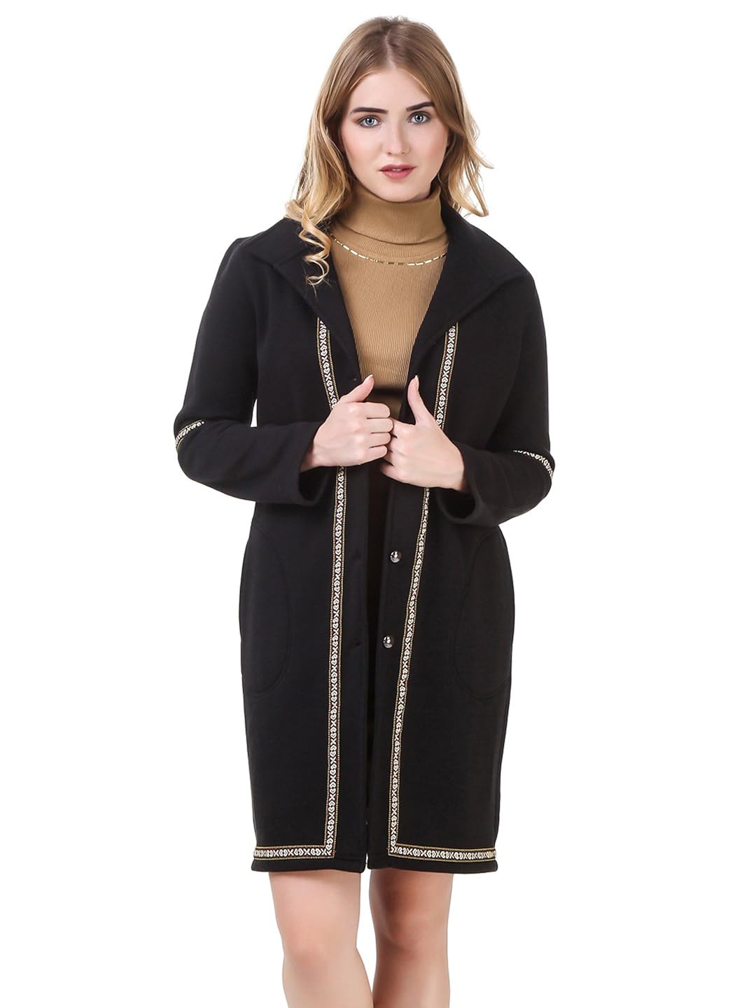 texco red longline lace detailed lapel collar party coat