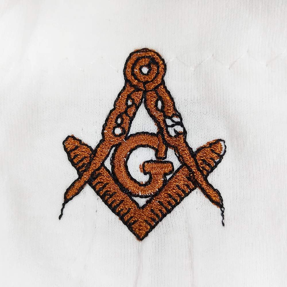 Cotton Masonic Gloves Gold Square & Compass Embroidered: Clothing
