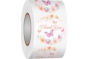 Heyfibro 500 PCS 1.5 Inch Thank You Stickers for Small Business, Baking, Gifts, Envelopes, Weddings (Butterfly)