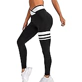 Floerns Women's High Waist Seamless Colorblock Striped Print Yoga Sports Leggings