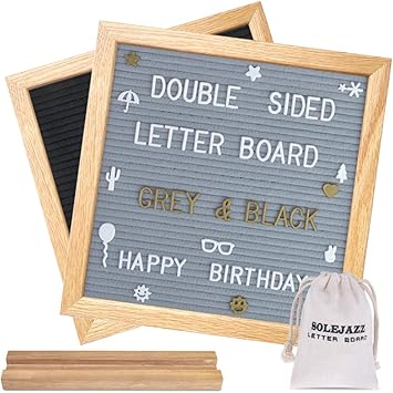 Office Products Office Supplies Double Sided Felt Letter Board 12x12 With Rustic Wood Frame 8 Precut Changeble Letters Wall Tabletop Display Symbols Emojis For Changeable Message Board Numbers Kudosprs Com