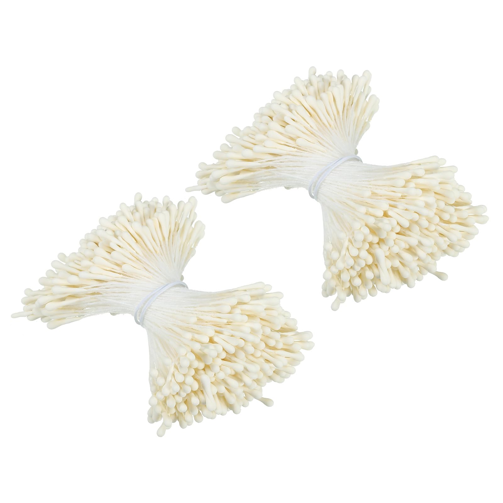 PATIKIL 2mm Double Heads Flower Stamen, 700 Pcs Artificial Flower Stamen Pistil Matt Pearl Floral Stamen for DIY Christmas Card Wedding Decor, Cream