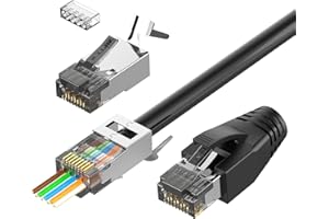 VCELINK Cat7 RJ45 Connectors Pass Through, 30 Pack Shielded Modular Plug for Cat7/Cat6A Network Cables, Ethernet Ends with St