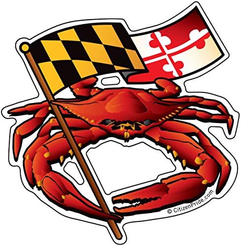 Red Crab Maryland flag 4.5x4.5 inches sticker decal die cut vinyl - Made in USA