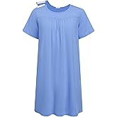 Deyeek Hospital Gowns for Women Tear Away Snap Open Back Dress Post Shoulder Surgery Dresses Soft Adaptive Clothing Nightgown