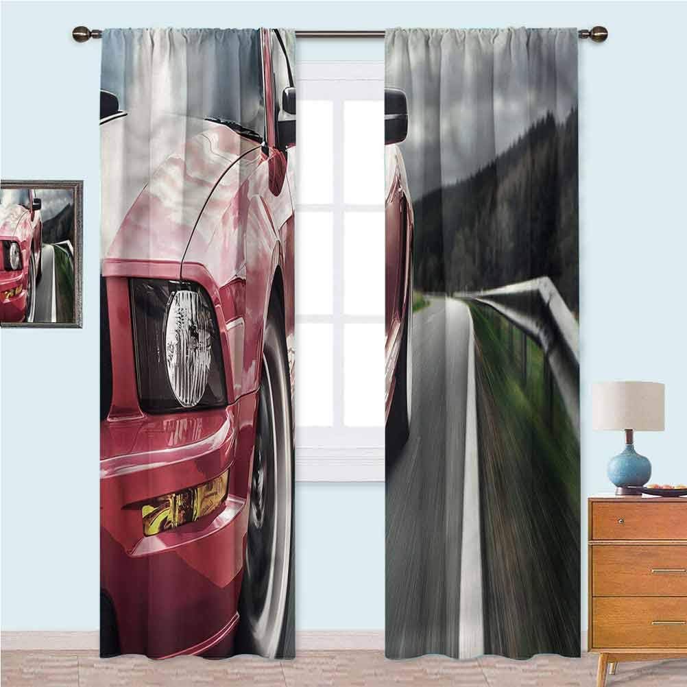 YUAZHOQI Man Cave Bedroom Curtains Sports Car on Narrow Road Blackout