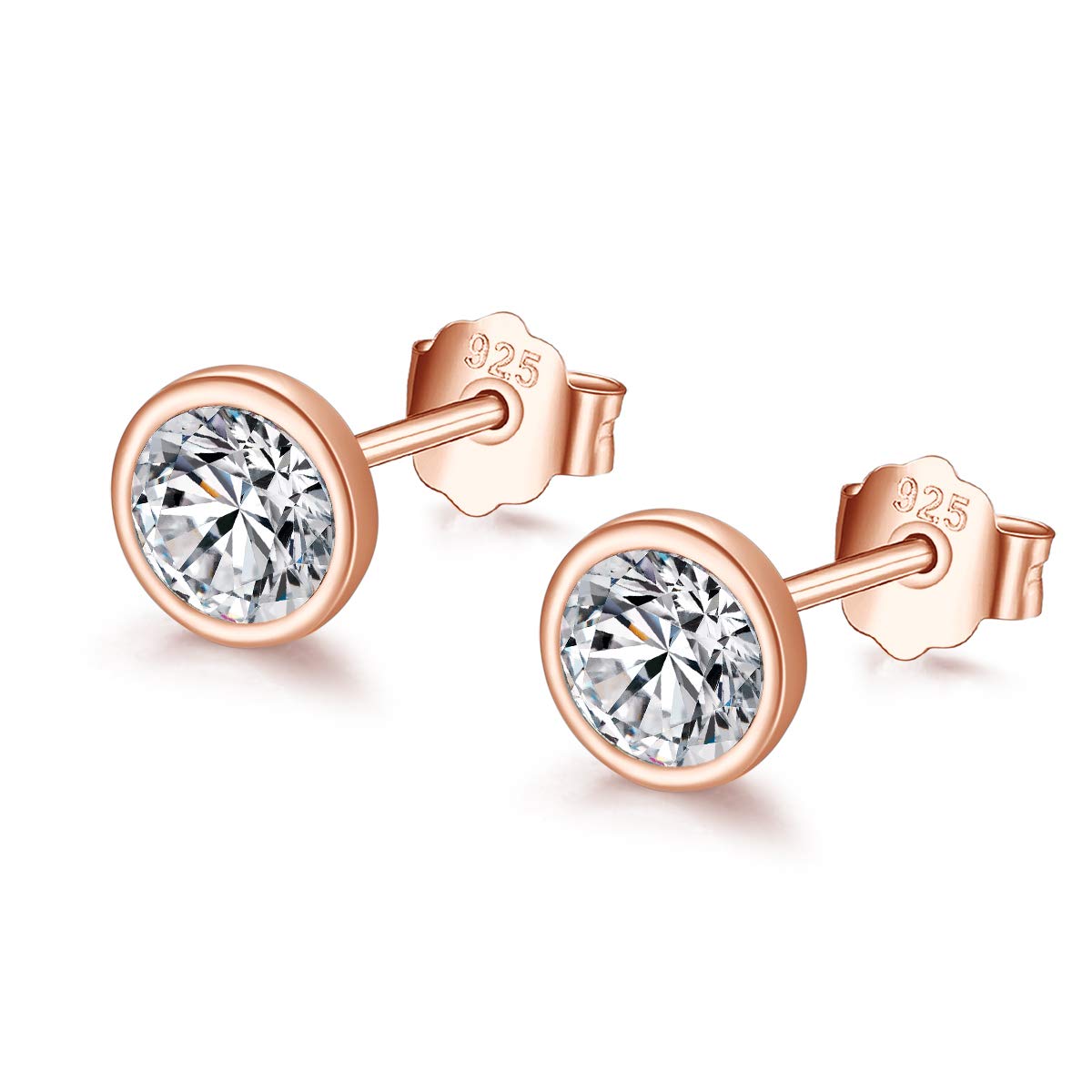 Shuxin Silver Stud Earrings - 925 Sterling Silver, Cubic Zirconia, Hypoallergenic Small Cartilage Studs, Rose Gold, 5mm โ image 1