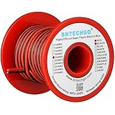 BNTECHGO 20 Gauge Flexible 2 Conductor Parallel Silicone Wire Spool Red Black High Resistant 200 deg C 600V for Single Color LED Strip Extension Cable Cord,Model,25ft Stranded Tinned Copper Wire