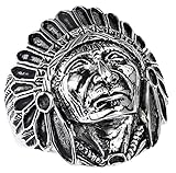 Stainless Steel Indian Chief Design Ring (Available in Sizes 9 to 14) size 14