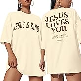 Christian Shirt Women Oversized Jesus Tshirt Jesus Love You Shirts Jesus Faith Tops Bible Verse Inspirational Tee
