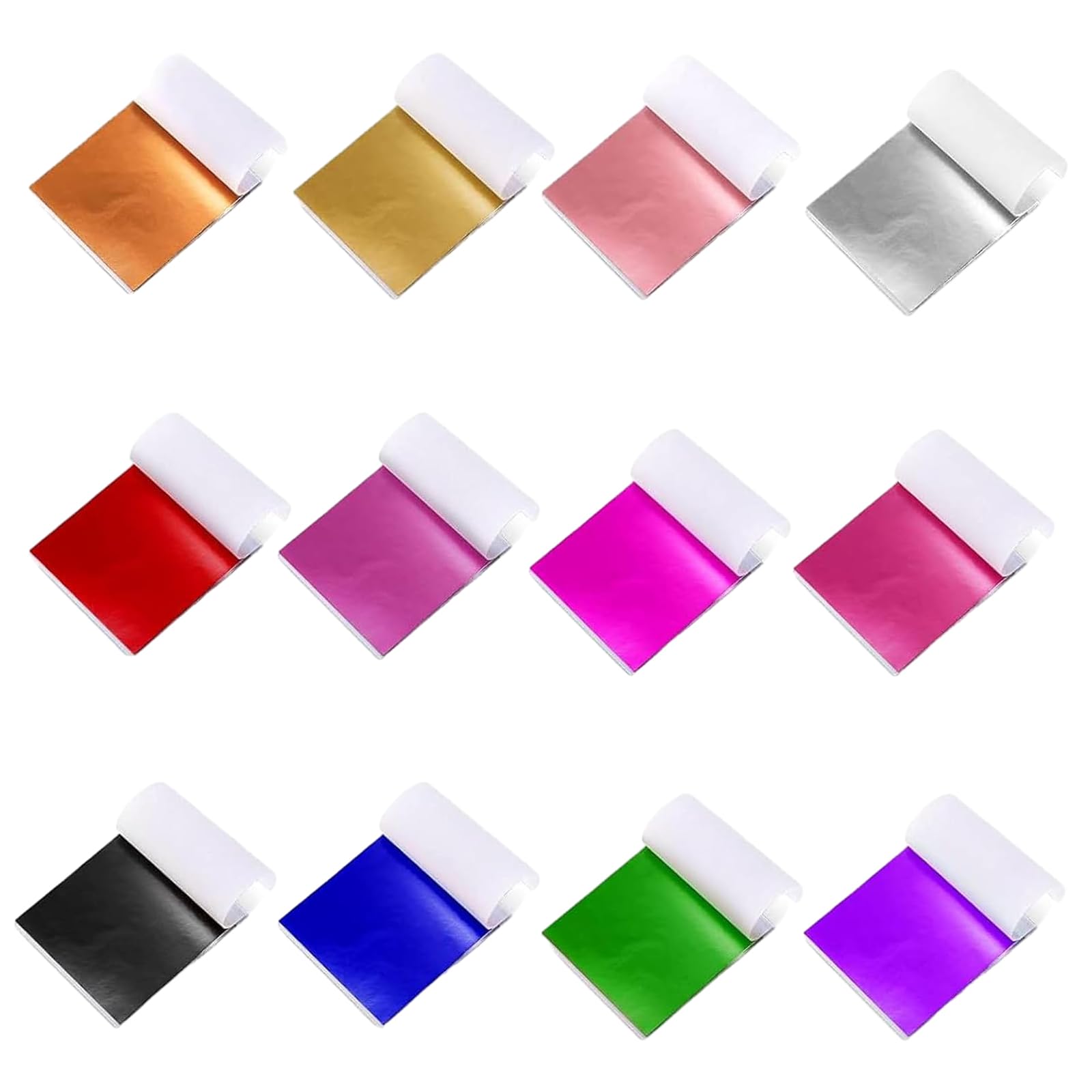 240 Sheets Gold Leaf Sheets 12 Colors Multipurpose Gold Foil Colored Gold Leaf Antique Silver Foil for Nails Home Painting Arts Project Crafting Decoration Picture Frames