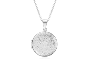 KunBead Flower 20 inch Love Open Heart Photo Locket Necklace with Picture inside-Stainless Steel for Women