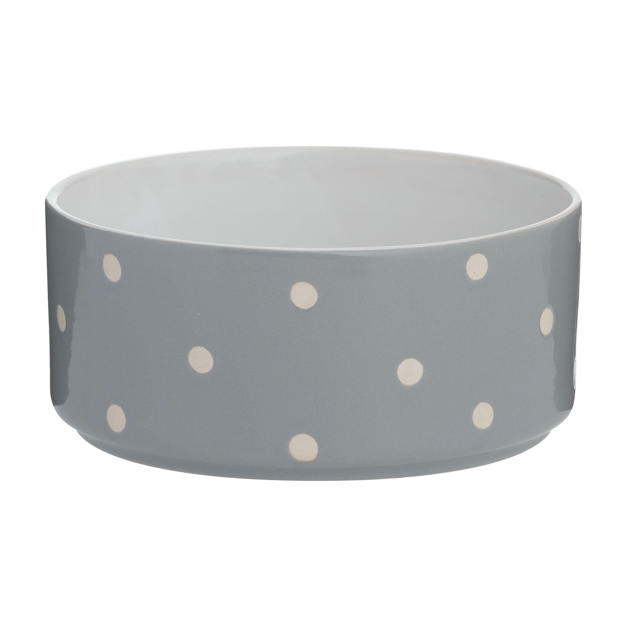Mason Cash Polka Dot Grey Pet Bowl 18cm | 1.4 Litre Capacity | Stoneware Pet Bowl for Food & Water | Durable, Dishwasher & Freezer Safe | Textured Dot Design