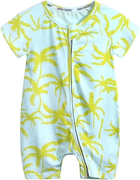 Amazon Co Jp ベビー半袖ロンパース新生児印刷ダブルジッパーワンシーサマーファッション子供服バースデーギフト Size 90cm Color 8 ホーム キッチン