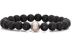 Xusamss Cross Bead Bracelet 8MM Lava Rock Turquoise Tiger Eye Onyx Stone Bracelet,7 1/2 Wrist