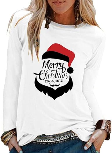 Eucoo Pull De Noel Femme Unique Pullover Tops Hiver Loose Sweatshirt Col Rond T Shirt Femmes Dames Chemisier Hauts A Manches Longues Impression 3d Christmas Vetements Noel Femme Amazon Fr Vetements Et Accessoires