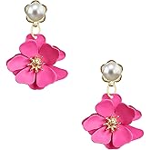 Aishgjia Boho Gold Pearl Flower Stud Earrings with God Bud Design Floral Studs for Women Dainty Rose Bud Jewelry