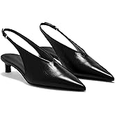 Coutgo Women's Low Kitten Heel Pointed Toe Slingback Pumps