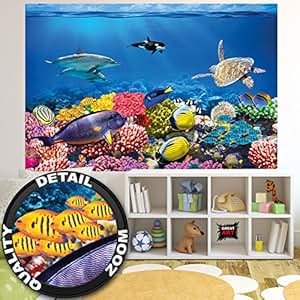 Fotomural arrecife de coral submarino, acuario peces mar - XXL