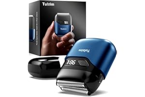 Tulzim Electric Foil Shaver for Men: Portable Electric Razor for Beard/Face, 3 Floating Blade LED Display USB-C Fast Rechargeable, IPX7 Waterproof for Travel & Home,Light Blue