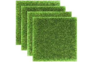 6Pcs 6 x 6 Inches Artificial Garden Grass Life-Like Fairy Artificial Grass Lawn Miniature Ornament Garden Dollhouse DIY Decor