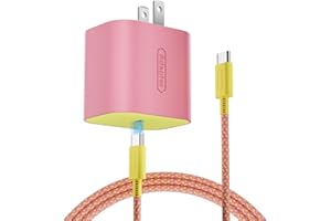 TPC 60W Charger for Nintendo Switch 2, 20V 3A AC Adapter Fast Charging with 6.6FT Braided USB-C Cord, Compatible with Switch 1, Lite, OLED, Steam Deck, Support 4K TV Mode (Pink & Yellow)