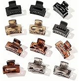 12Pcs Mixed Color Rectangular Small Hair Clips with Leopard Print Square Claw Clips for Women Small Claw Clip Cute Hairclips Womens Hairclip Vintage Hairclips Decorative Hair Claws Clip for Party