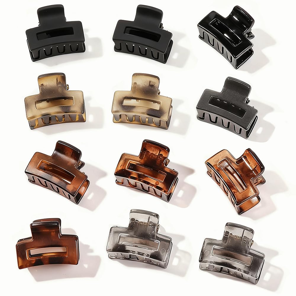 Photo 1 of 12Pcs Mixed Color Rectangular Small Hair Clips with Leopard Print Square Claw Clips for Women Small Claw Clip Cute Hairclips Womens Hairclip Vintage Hairclips Decorative Hair Claws Clip for Party