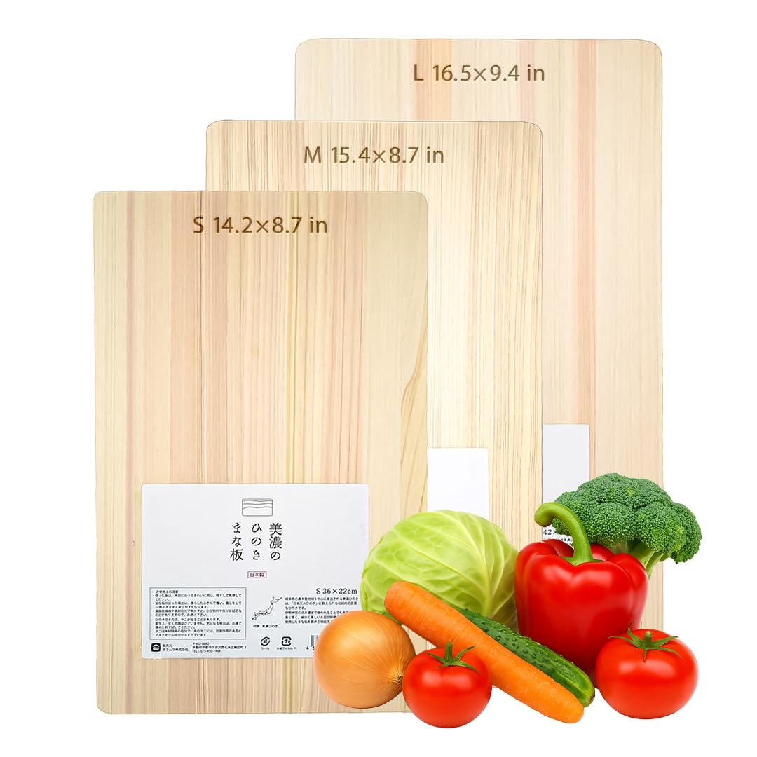 TIKUSAN Natural Cypress Hinoki Cutting Board Made In Japan (Medium 15.4″×8.7″)