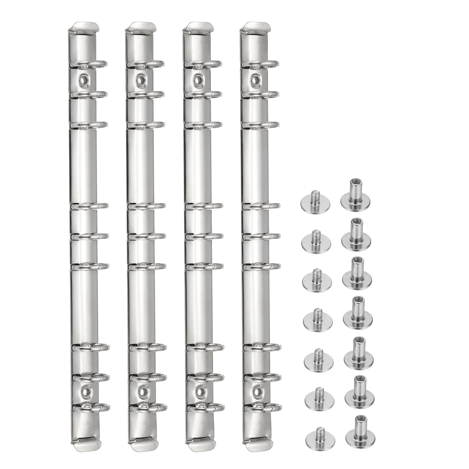 PATIKIL B5 9-Hole Ring Binder Mechanisms, 4 Set Binder Spines Replacement for Binder Planners, 2cm, Silver Tone