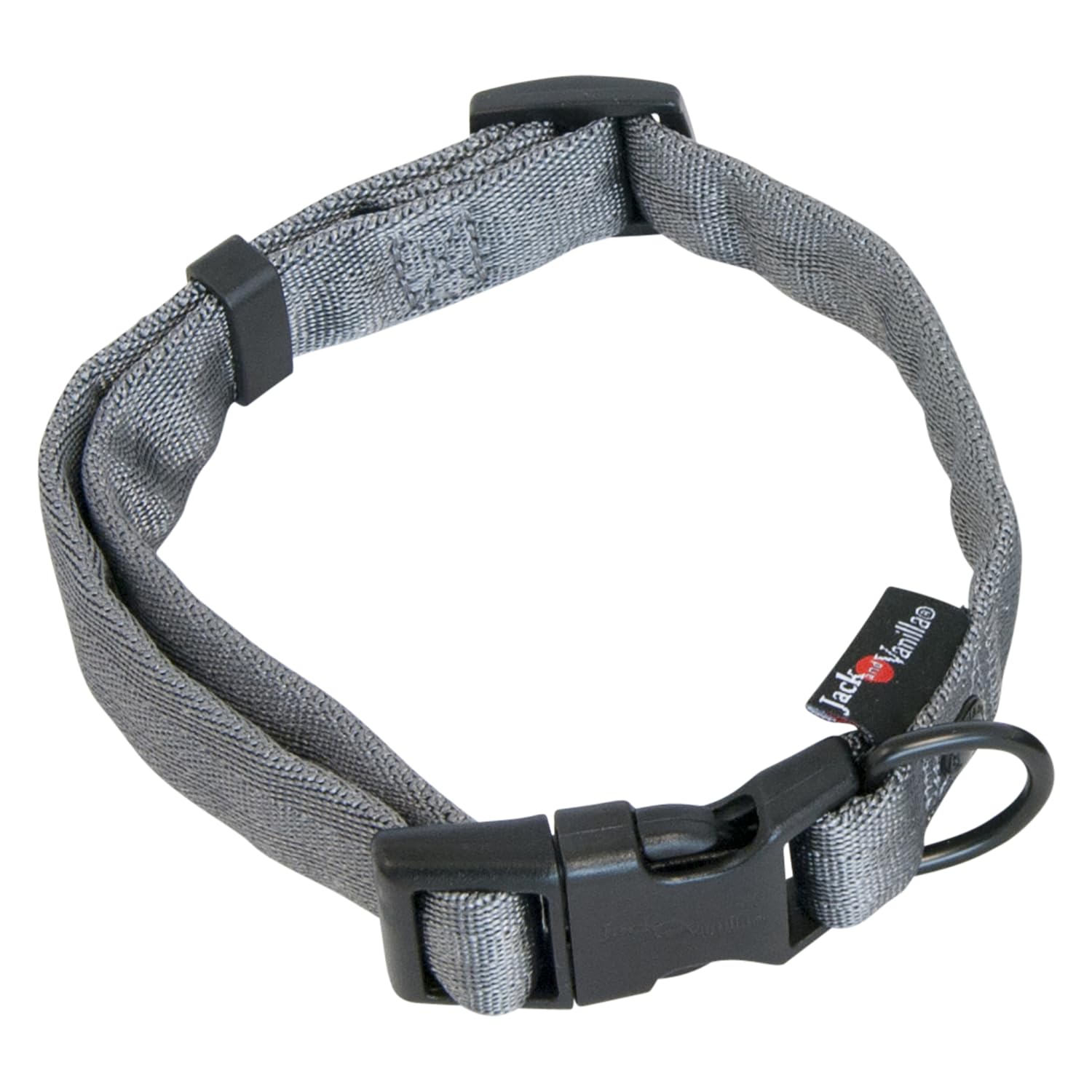 JACK AND VANILLA, Comfort Tube Nylon Dog Collar, Grey, Size 25 mm x 39-65 cm