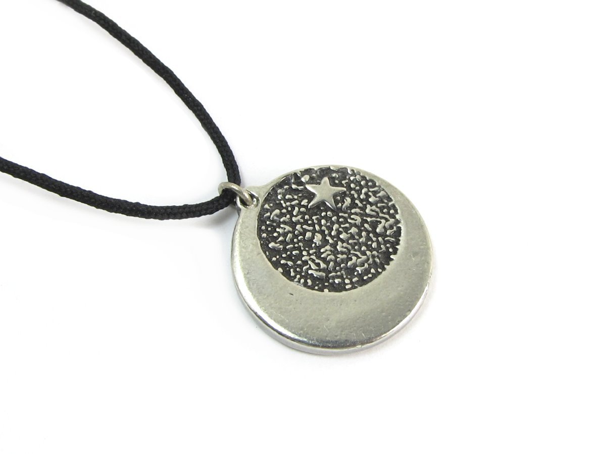 Creative Ventures Jewelry Star Dogged Moon for Properity and Abundance Amulet Pewter Pendant with Cord Necklace