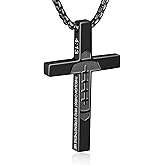 WINFY Football Bible Verse Cross Necklace for Boys Men 316L Stainless Steel Chain Pendant Religious Christian First Communion Confirmation Jewelry Graduation Christmas Gifts