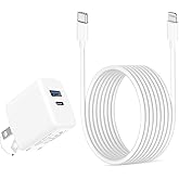 20W Dual Port Fast Charger for iPad 9th 8th 7th 6th 5th Generation 10.2 inch, iPad Air 3/2, iPad mini 5/4/3, Foldable Wall Charger with 6.6ft USB-C to Lightning Fast Charging Cable