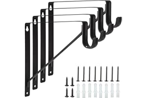 APACALI 4 Pack Heavy Duty Closet Rod Brackets Holder 11 x 11 x 1 Inch White Closet Rod Support Bracket Black Steel Closet rod Holders for Hanging Clothes Rod Support Brackets (Black - 4Pack)