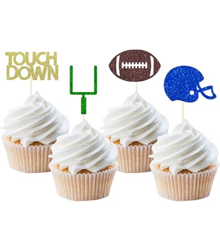 32-Piece Football Cupcake Toppers - Rugby Player Theme Party Decorations