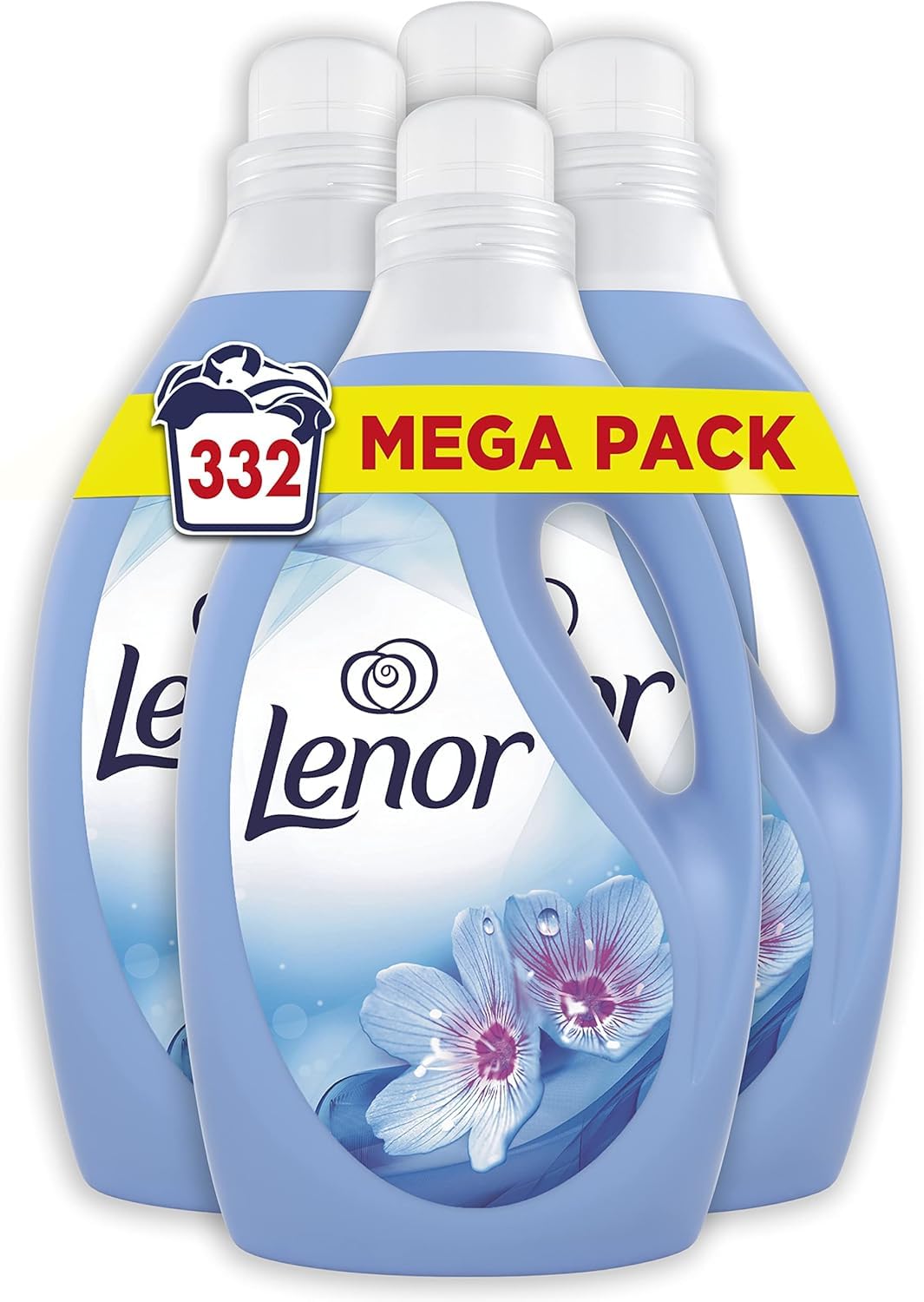 Lenor Fabric Conditioner, 332 Washes, 12L (3L x 4), Spring Awakening, Protects Clothes From Stretching, Fading & Bobbling