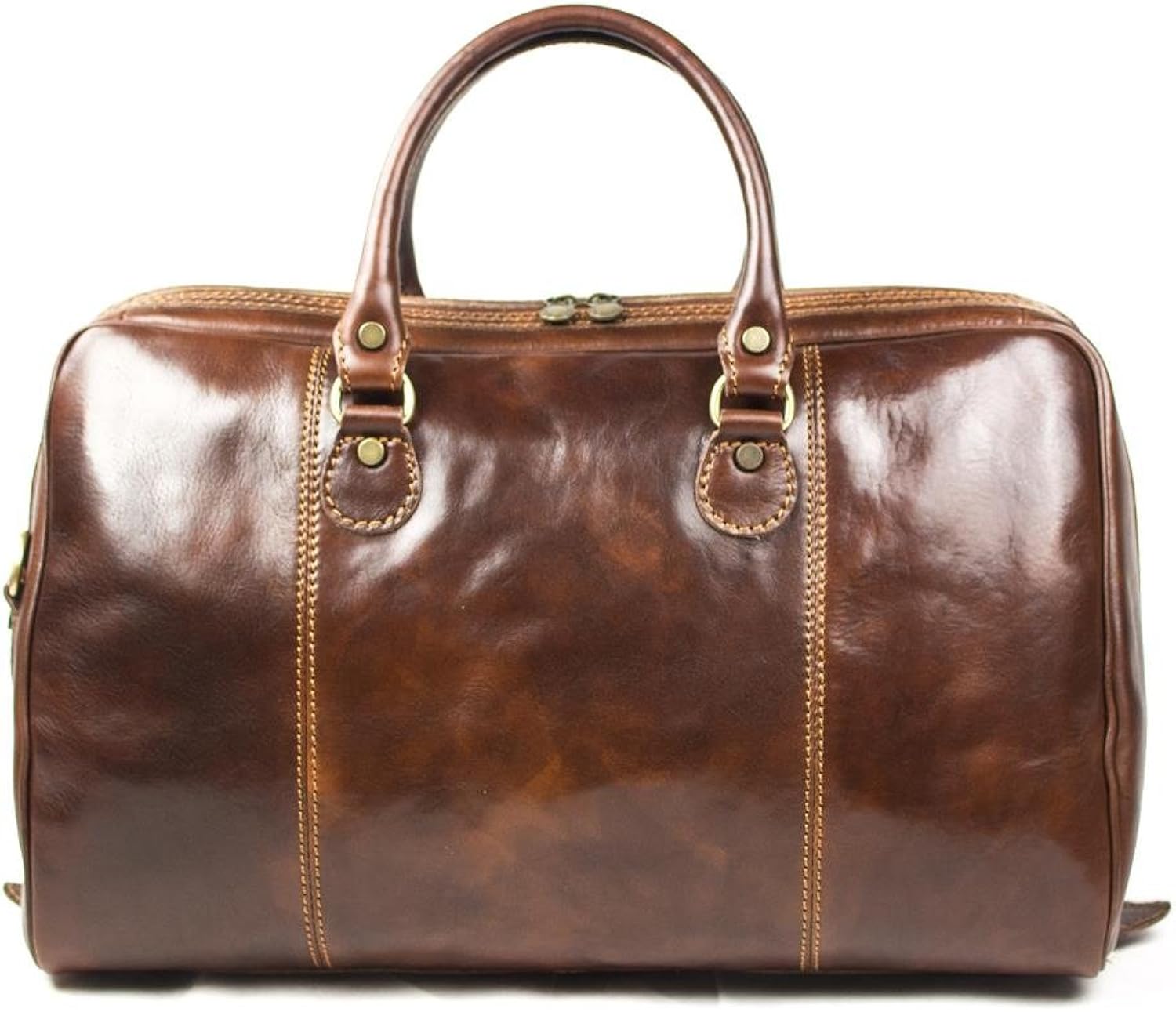 Genuine Italian Leather Slimline Travel Bag Hand Luggage Holdall