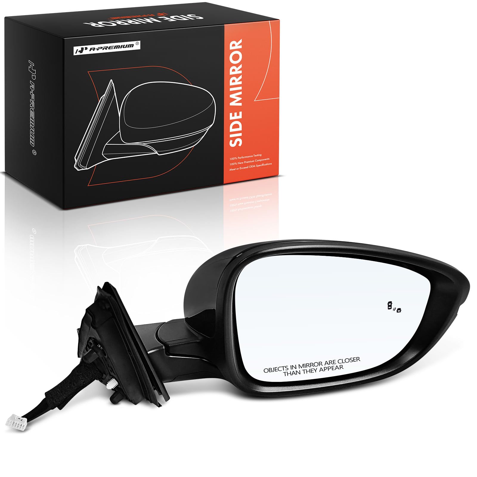 Photo 1 of A-Premium Passenger Side Power Door Mirror - Compatible with Honda Accord EX-L 2023-2024 - Heated Manual Folding Black Outside Rear View Mirror with Turn Signal and Blind Spot Detection