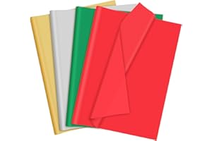 AORZIT Christmas Tissue Paper 80 Sheets Gold Silver Red Green Wrapping Tissue Paper Bulk 14x20 Inch Multicolor Xmas Tissue Paper for Gift Bag Wrapping DIY Crafts Filler Christmas Birthday Party Decor