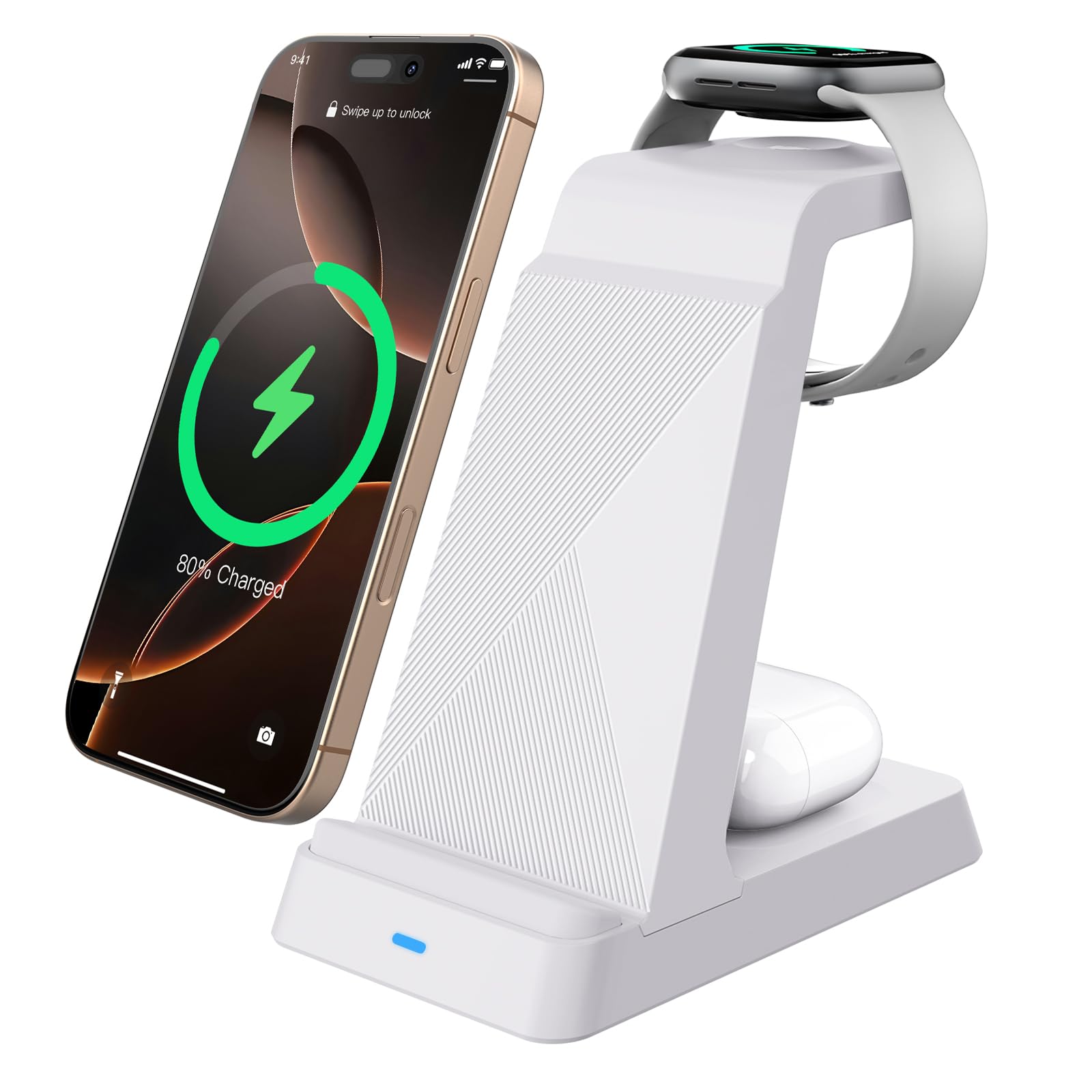 2026 3 in 1 Charging Station Fast Charging for iPhone,Wireless Charger for iPhone 17 16e 16 15 14 13 12 11 X Pro Max & Apple Watch - Wireless Charging Station for AirPods 4 3 2 Pro