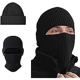 BROKIG 2 in 1 Balaclava Ski Mask Beanie Black Ski Face Mask Winter Warm Skull Cap Beanie Hats for Men Women Headwear