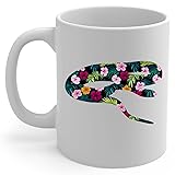 Colorful Garter Snake Silhouette Floral Coffee Mug