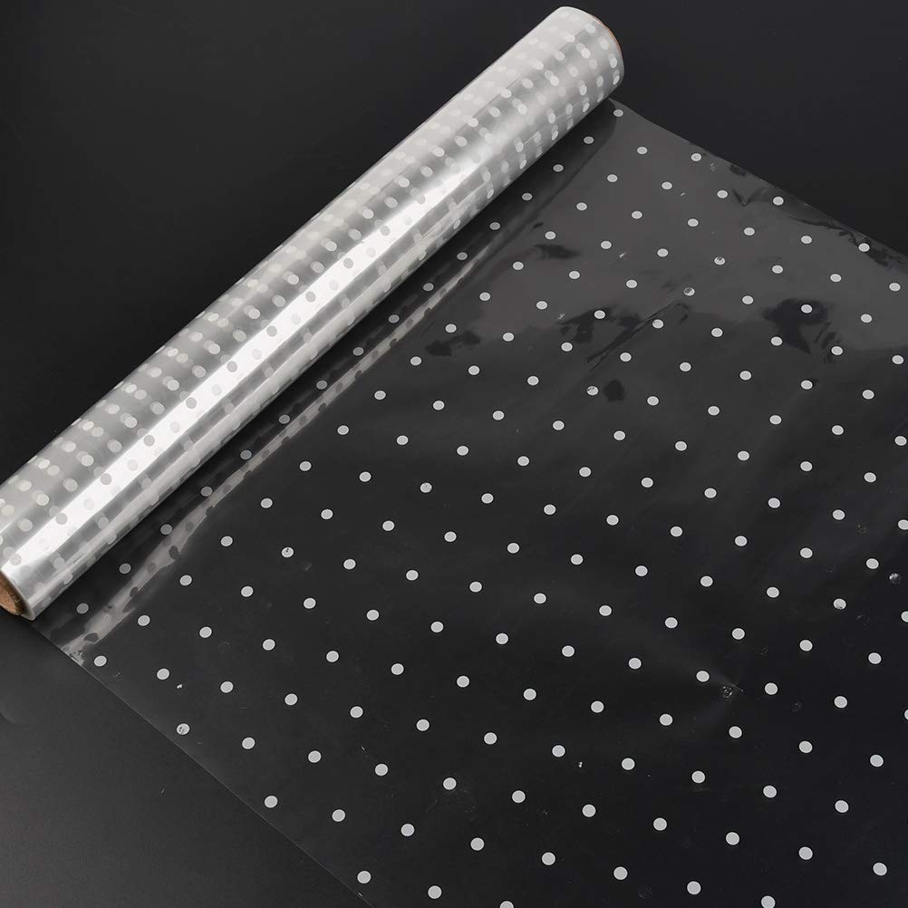 30M x 40cm Cellophane Roll Cellophane Wrap Florist Wrapping Cellophane, White Dot Wrapping Paper, for Hampers Flowers Bouquet Craft Basket