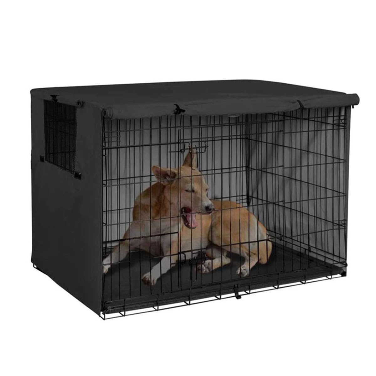 ZONADAH Dog Crate Cover 94x61x63.5cm Kennel Cover Waterproof Shading Breathable Dog Cage Cover Portable Puppy Cat Training Crate Cover for Indoor Outdoor Black