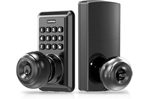 APESTELLAR Keyless Entry Door Lock,Door Knob with Keypad,Keyless Door Knob,Door Lock with Code, Auto Lock,50 User Code,Waterproof, Easy to Install