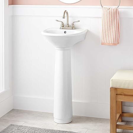 Naiture Porcelain Mini Pedestal Sink In White Finish With 4